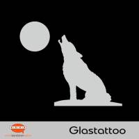 Glastattoo: Heulender Wolf mit Mond | permanent haftend - transluzent grau silbern Bild 1