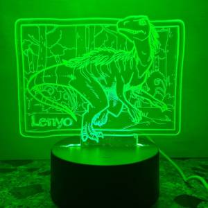 Schlummerlicht Kinderzimmer, Nachtlicht Dinosaurier, Dekoration Kinderzimmer, Namensgravur, 3D Effekt Bild 2