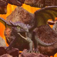 ♕ Jersey mit Drachen Dragon Vulkan 50 x 150 cm Nähen Stoff Digitaldruck ♕ Bild 3