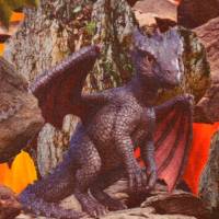 ♕ Jersey mit Drachen Dragon Vulkan 50 x 150 cm Nähen Stoff Digitaldruck ♕ Bild 4