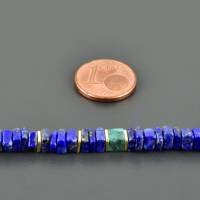Lapislazulikette mit Türkis vergoldetem 925er Silber Lapis Lazuli-Scheiben, Würfel, Quadratische Halskette dunkelblau Bild 5