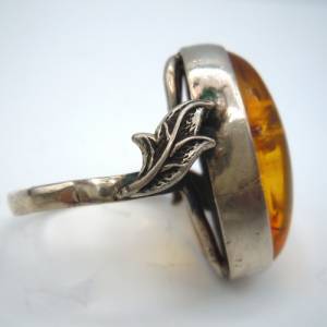 925 Silber Ring mit Bernstein Vintage RG 62 Bild 3
