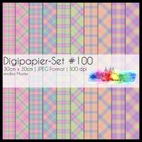 Digipapier Set #100 (Pastell Regenbogen)Tartanmuster  zum ausdrucken, plotten & mehr Bild 1
