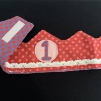 Weiche Geburtstagskrone für Mädchen mit auswechselbaren Zahlen, mit Klett verstellbare Weite Baumwolle Bild 4
