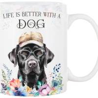Hunde-Tasse LIFE IS BETTER WITH A DOG mit Labrador Bild 1