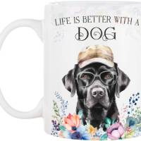 Hunde-Tasse LIFE IS BETTER WITH A DOG mit Labrador Bild 2