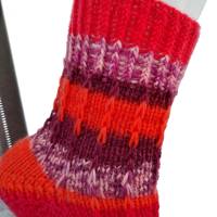 handgestrickte Socken, Größe 36/37, 6-fach Sockenwolle, orange-lila-pink, warme Strümpfe, Hebemaschen Bild 4