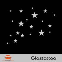 Glastattoo: 20 Sterne | permanent haftend - transluzent grau silbern Bild 1