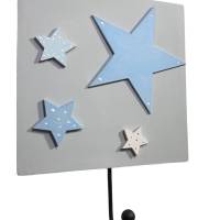 Garderobe Garderobenhaken Sterne Hellgrau-Blau Bild 1