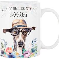 Hunde-Tasse LIFE IS BETTER WITH A DOG mit Galgo Español Bild 1