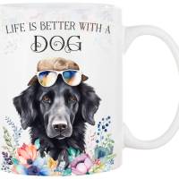 Hunde-Tasse LIFE IS BETTER WITH A DOG mit Flat Coated Retriever Bild 1