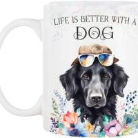 Hunde-Tasse LIFE IS BETTER WITH A DOG mit Flat Coated Retriever Bild 2