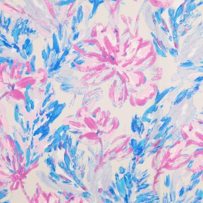 Baumwollsatin Stretch Aquarell Blumen weiß (1m/15,-€)