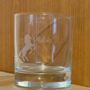 Lario Glas, Personalisiertes Geschenk 30cl, Motiv Einhorn mit Namen Bild 2