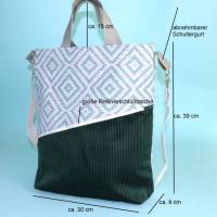 Tote Bag // Cord Tasche //Shopping Bag // crossover Bag // Henkeltasche Damen // Tragetaschen // Tasche beige // grün Bild 3