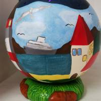 Maritime Keramikkugel mit Basis zum Beleuchten Bild 3