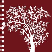 Spendenaktion Notizblock Baum rot/weiß, 50 Blatt/100 Seiten DIN A5, mit Spiralbindung, innen blanko Bild 1