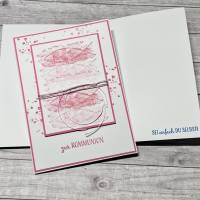 Grußkarten / Glückwunschkarten zur Kommunion, Fische zum Fest in rosa o. blau, Segensfeste, festlicher Anlass Bild 3