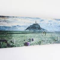 le Mont Saint Michel Frankreich Schlüsselbrett upcycling Weinkistenbrett mit 4 Haken Bild 3