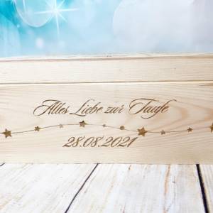 Erinnerungskiste Baby, Personalisierte Erinnerungsbox aus Holz, Geschenk zur Schwangerschaft, Geburt, Taufe, Kommunion Bild 3