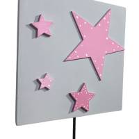 Garderobe Garderobenhaken „Sterne“ hellgrau rosa Bild 1