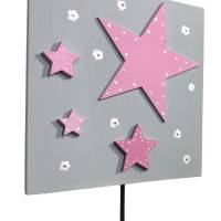 Garderobe Garderobenhaken „Sterne“ hellgrau rosa Bild 3