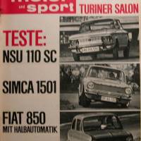 Auto Motor Sport Heft 24     26.November 1966    Test  NSU 110 SC  -  Simca 1501  -  Fiat 850 Bild 1