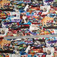 Patchworkstoff Katzen im Nähzimmer aus Baumwolle zum Nähen und Quilten Bild 5