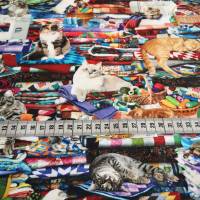 Patchworkstoff Katzen im Nähzimmer aus Baumwolle zum Nähen und Quilten Bild 6