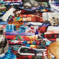 Patchworkstoff Katzen im Nähzimmer aus Baumwolle zum Nähen und Quilten Bild 8