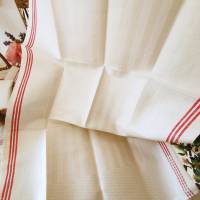 Antikes Leinentuch Geschirrtuch Handtuch Küchentuch Trockentuch, Fischgrätmuster und rote Streifen, Vintage - unbenutzt Bild 2