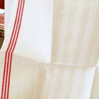Antikes Leinentuch Geschirrtuch Handtuch Küchentuch Trockentuch, Fischgrätmuster und rote Streifen, Vintage - unbenutzt Bild 5