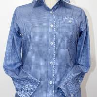Damen Hemd Bluse in Retro-Blau/hellblau Bild 1