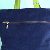 Tote Bag // Cord Tasche //Shopping Bag // crossover Bag // Henkeltasche Damen // Tragetaschen // Blaue Tasche // grüne Bild 6