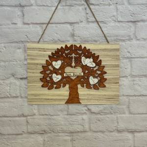 Personalisiertes Familienschild, Türkranz, Familienbaum, Stammbaum, mit den Daten und Namen der Familie Bild 1