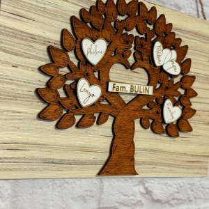 Personalisiertes Familienschild, Türkranz, Familienbaum, Stammbaum, mit den Daten und Namen der Familie Bild 2
