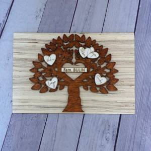 Personalisiertes Familienschild, Türkranz, Familienbaum, Stammbaum, mit den Daten und Namen der Familie Bild 3