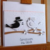 Edle Hochzeitskarte mit Vogelpaarmotiv/quadratisch/Glückwunschkarte/Wedding Bild 1
