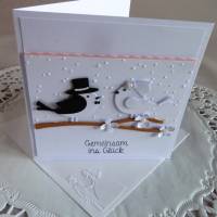 Edle Hochzeitskarte mit Vogelpaarmotiv/quadratisch/Glückwunschkarte/Wedding Bild 3