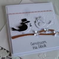 Edle Hochzeitskarte mit Vogelpaarmotiv/quadratisch/Glückwunschkarte/Wedding Bild 4