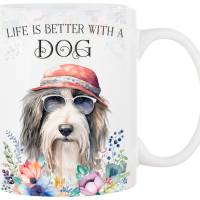 Hunde-Tasse LIFE IS BETTER WITH A DOG mit Bearded Collie Bild 1