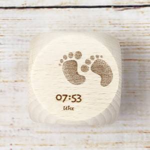Holzwürfel personalisiert Baby mit Gravur, zur Geburt mit Namen, 6 Seiten Gravur Bild 5