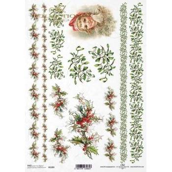 Beeren- Pflanze - Faserpapier - Reispapier - Decoupage - Motivpapier - Serviettentechnik - R1280 130 Bild 1