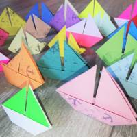 10 Origami Segelboote, Tischdeko, Taufe, Hochzeit, Papierboot, Schiffe, Boote, Papierdeko maritim, bunt Bild 8