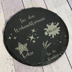 Schiefer Platte, Für den Weihnachtsmann (22cm), Leckereien für Santa Tablett, personalisiertes Weihnachtstablett Bild 4
