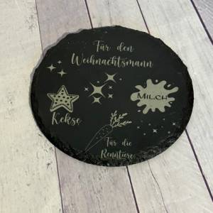 Schiefer Platte, Für den Weihnachtsmann (22cm), Leckereien für Santa Tablett, personalisiertes Weihnachtstablett Bild 5