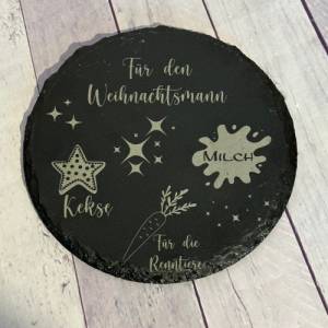 Schiefer Platte, Für den Weihnachtsmann (22cm), Leckereien für Santa Tablett, personalisiertes Weihnachtstablett Bild 6