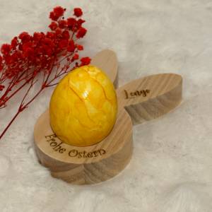 Eierbecher Holz, Hase, mit deiner Wunschgravur, Frohe Ostern, personalisiert, Ostern 2023 Bild 6