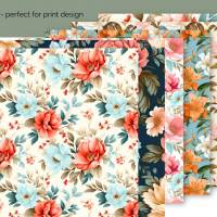 10 Cottage Flowers Seamless Pattern, Nahtloses Digitales Papier, Sublimation, digitale Muster, Commercial License Bild 2