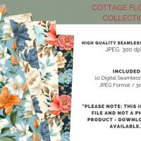 10 Cottage Flowers Seamless Pattern, Nahtloses Digitales Papier, Sublimation, digitale Muster, Commercial License Bild 3